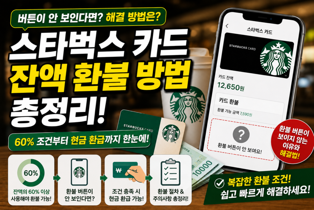스타벅스 카드 환불 방법 3가지 핵심 조건과 잔액 처리 꿀팁 1 ChatGPT Image 2026년 5월 24일 오후 11 13 36