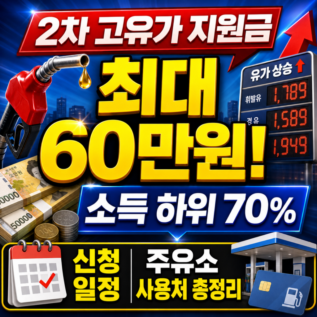 2차 고유가 지원금 최대 60만원! 소득 하위 70% 신청 일정 및 주유소 사용처 총정리 2 ChatGPT Image 2026년 6월 4일 오후 10 41 04
